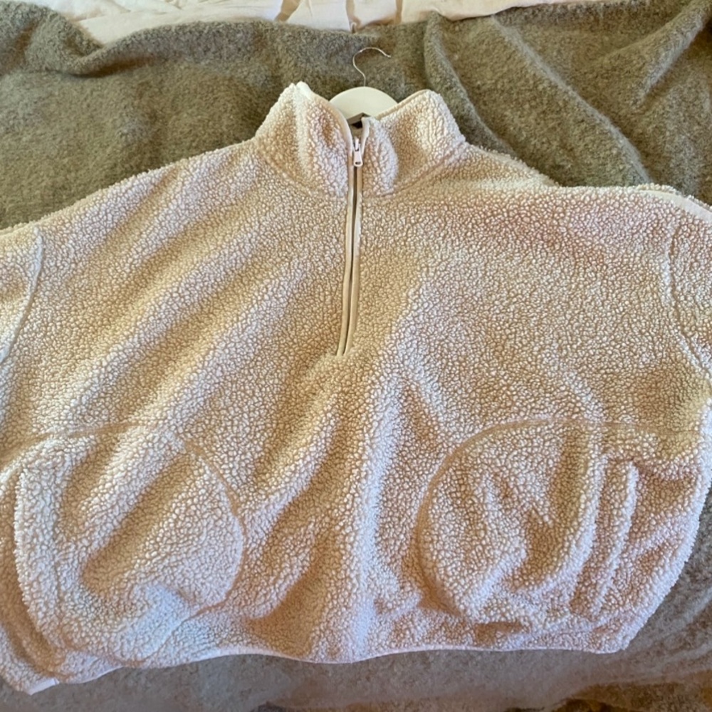Cozy Cream Sherpa Quarter-Zip Pullover